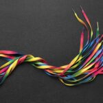 Colorful shoelaces unwinding